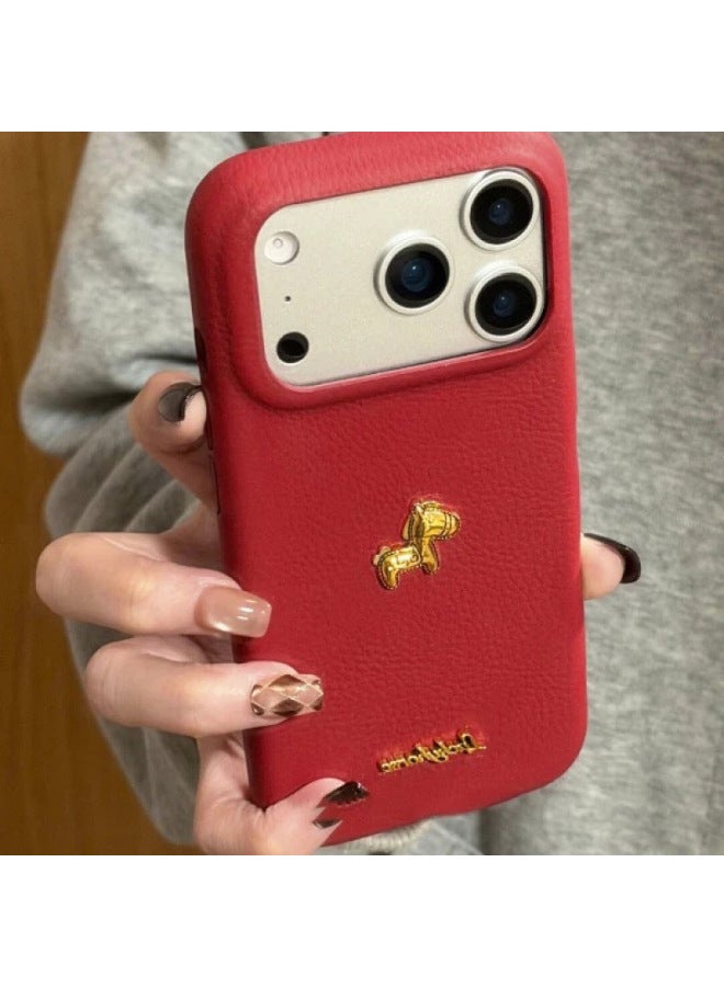 Little Golden Horse New Year Case Suitable For Apple 17 Phone Case Iphone 13 Leather Texture Xiaomi Huawei Soft Case 11 Leather Texture