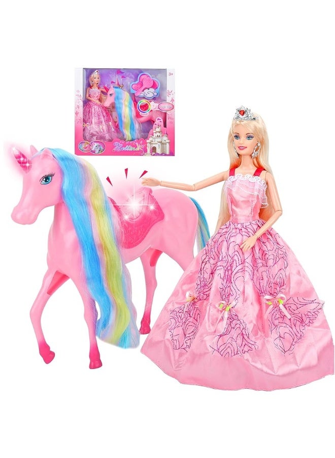 BETTINA Magical Light Unicorn Princess Dolls Set, Unicorn Toys for Girls, Horse Toys with Rainbow Mane and Tail, Princess Toys, Unicorn Gifts for Girls - Image 5