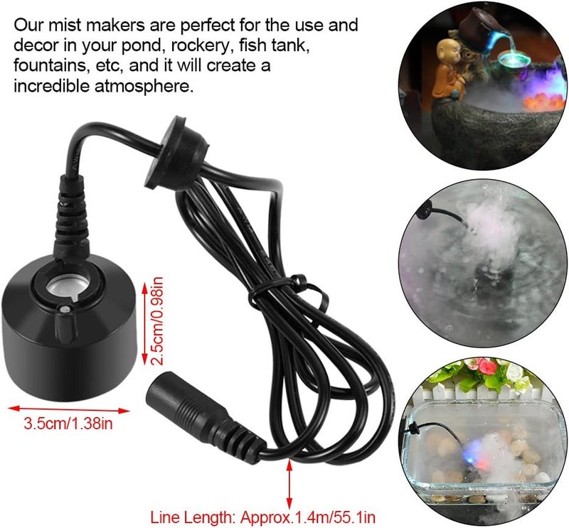 klarako Mini Mist Maker Fogger Water Fountain Pond Fog Machine Atomizer, Indoor Fountain Mister Foggers, Perfect for Water Feature, Halloween, Christmas and Other Holiday Decorations(No Light) - Image 2