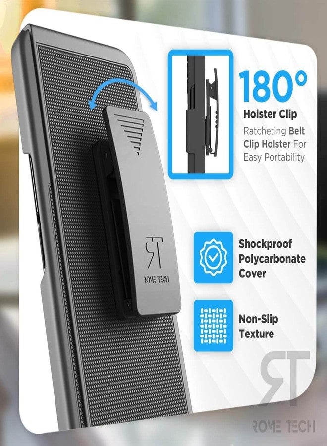 Rome Tech Belt Clip Holster Case with Pen Holder for Galaxy Z Fold 3 5G [SM-F926] Heavy Duty Rugged Slide Phone Cover for Samsung Z Fold 3 Case with Pen Holder - Black - Image 4