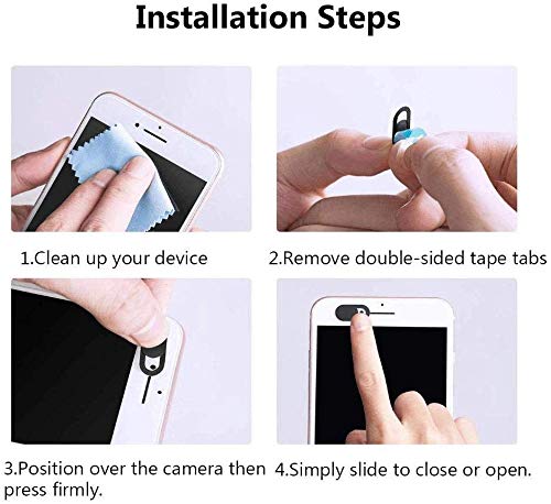 ANAB GI 3 Pieces Webcam Cover,Ultra-Thin Slider Web Camera Covers for Laptop Computer Smartphone Mac MacBook, Sliding Cover Protect Your Privacy Security, T1 Black - Image 4