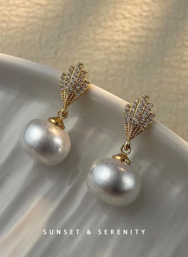 Faux Pearl Dangle Earrings