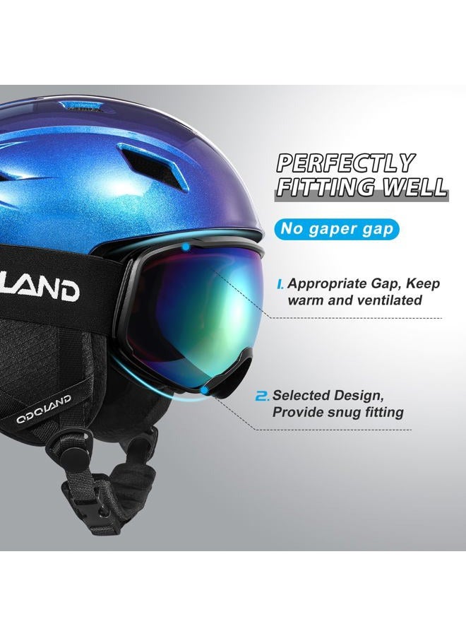 Odoland Ski Helmet and Goggles Set, Snowboard Helmet Glasses for Men, Women & Youth - Shockproof/Windproof Gear for Skiing, Snowboarding Starry Blue,L - Image 3