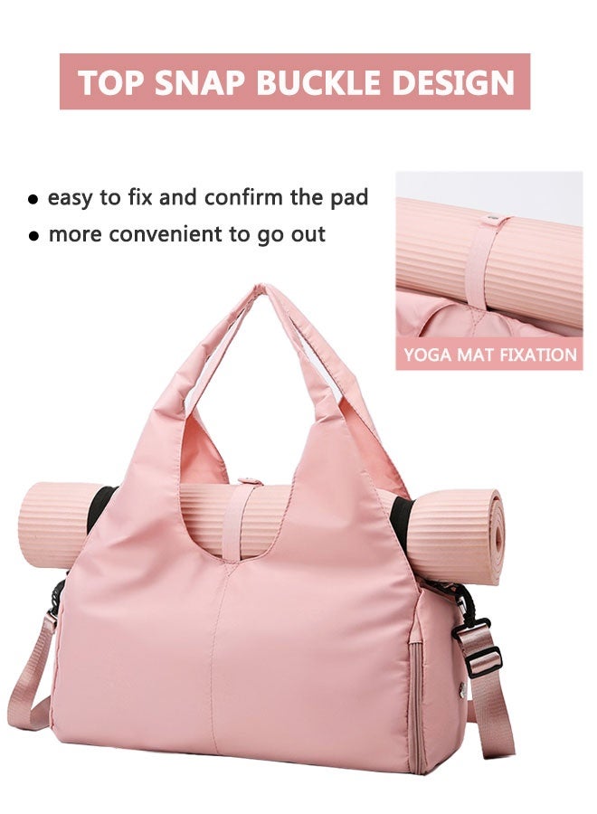 HOOTO Duffel Bag Gym Totes with Dry Wet Pocket & Shoes Compartment for Women and Men(light pink) - Image 5