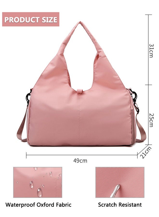 HOOTO Duffel Bag Gym Totes with Dry Wet Pocket & Shoes Compartment for Women and Men(light pink) - Image 2