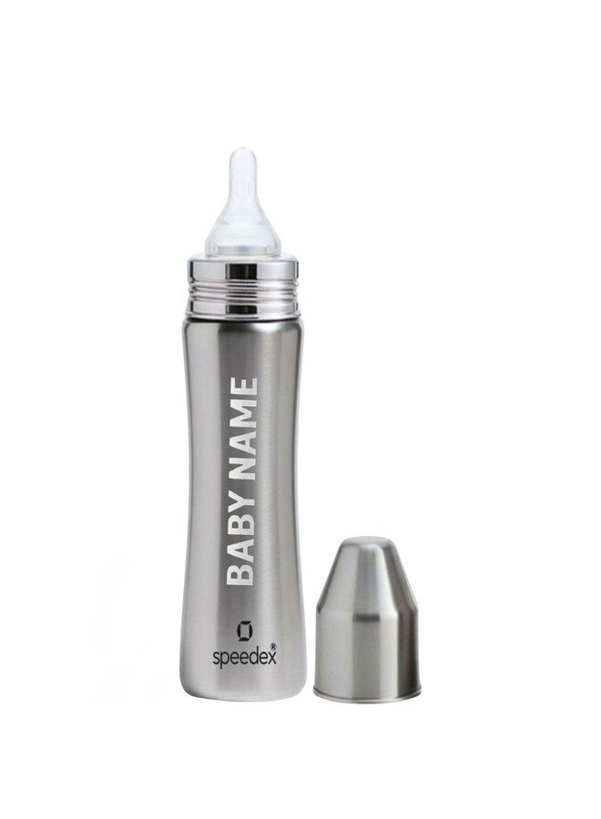 Speedex Stainless Steel Baby Feeding Bottle 250 ml with Internal ML Marking | 304 Grade Steel | BPA Free & Plastic Free | Anti-Colic Silicone Medium Flow Nipple | Leak Resistant Infant Milk Bottle for Newborn & Babies - Image 1