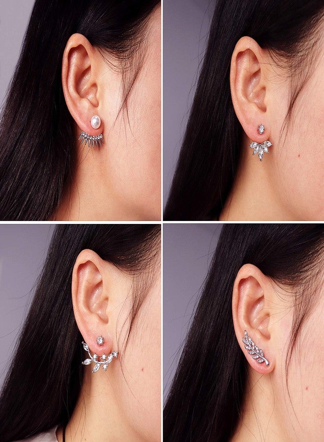 Suyi Fashion Hollow Lotus Flower Earrings Crystal Simple Chic Stud Earrings Set 8 Pairs - Image 3