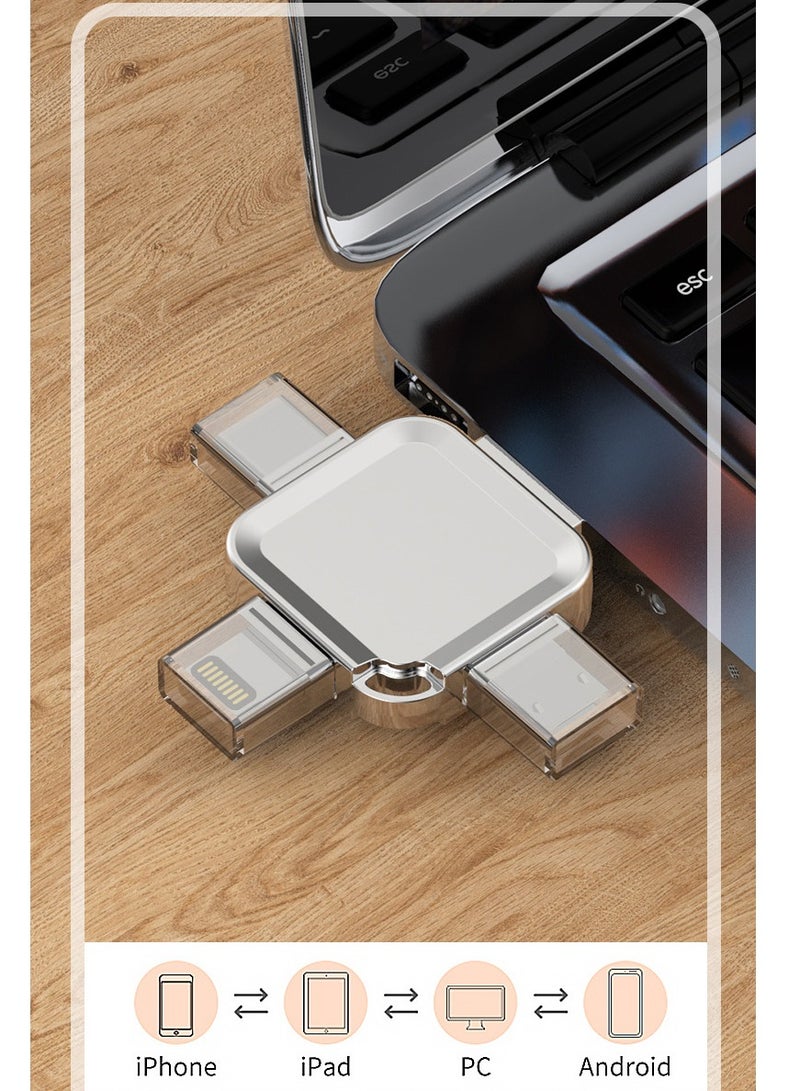 128GB USB Flash Drives, 128GB USB 3.0 High Speed 4 in 1 Type-c OTG USB Stick External Storage for iPhone/PC/iPad/Android/More Devices for Photos and Videos Transfer Storage Backup - Silver 128GB - Image 5