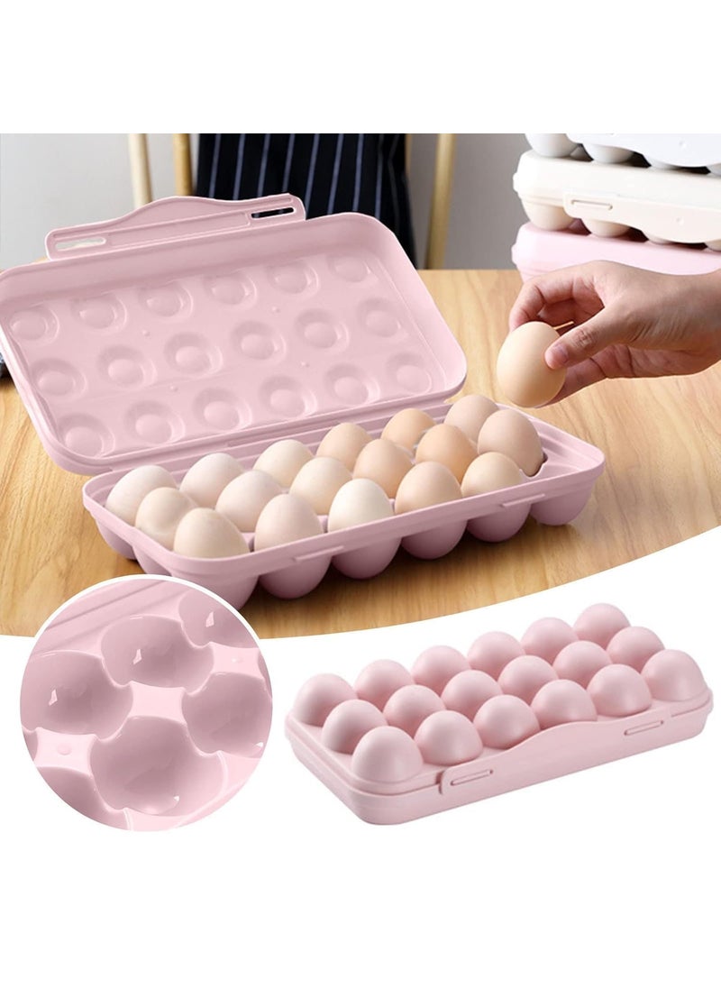 SOLDFLY Egg tray box container egg storage holder for kitchen organizer fridge Freezer Stackable Tray Organizer Storage home hotel Cases Double Layer Box Camping Pink  - Image 1
