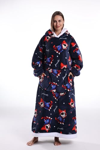 Capecage Blanket Hoodie Long Hooded Blanket Sweatshirt as Birthday Gifts for Women Men Long Wearable Blanket for Women Men Corgi2 - Image 3