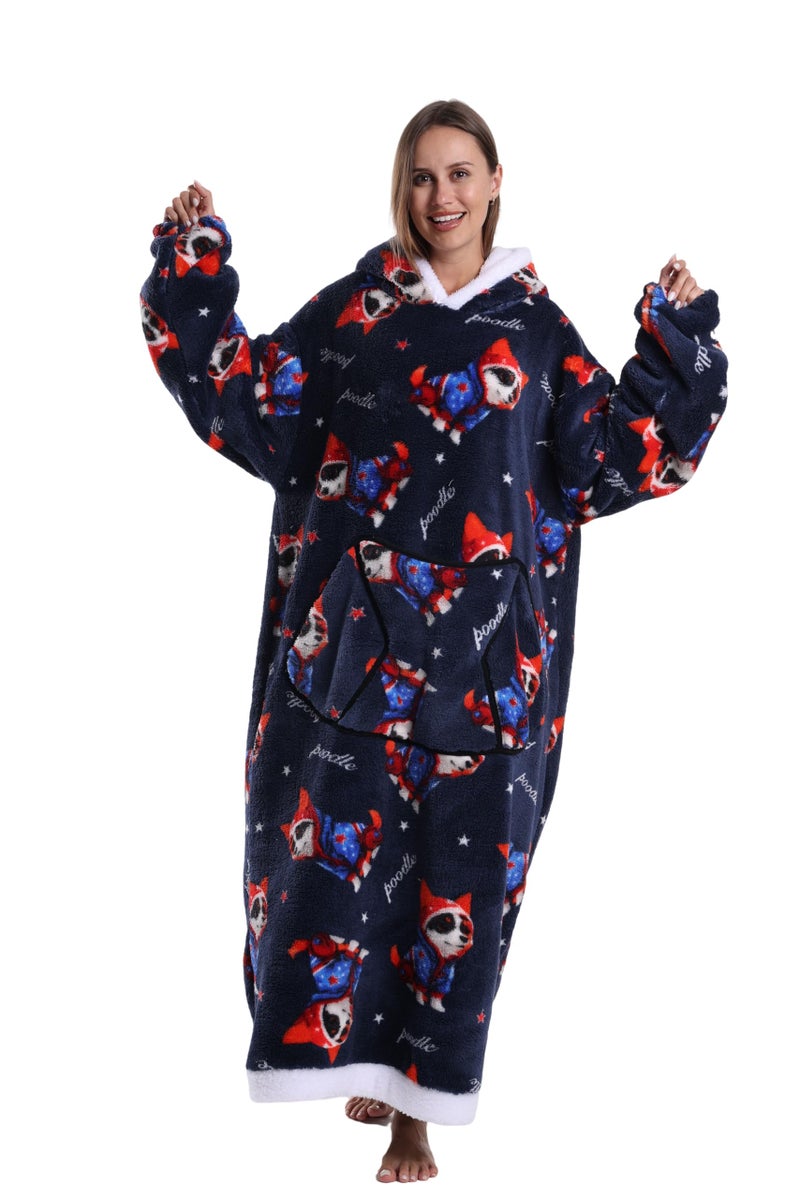 Capecage Blanket Hoodie Long Hooded Blanket Sweatshirt as Birthday Gifts for Women Men Long Wearable Blanket for Women Men Corgi2 - Image 2