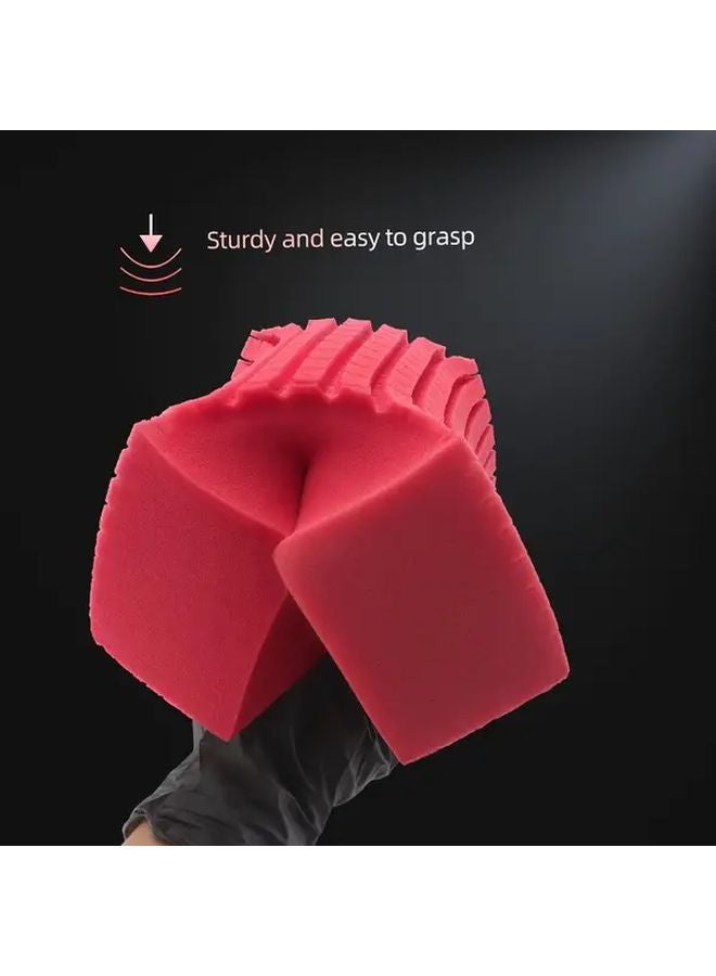 إسفنجة تنظيف سيارة حمراء كبيرة مقاومة للخدوش متعددة الاستخدامات متينة ذات شبكة متقاطعة للسطح - Image 4