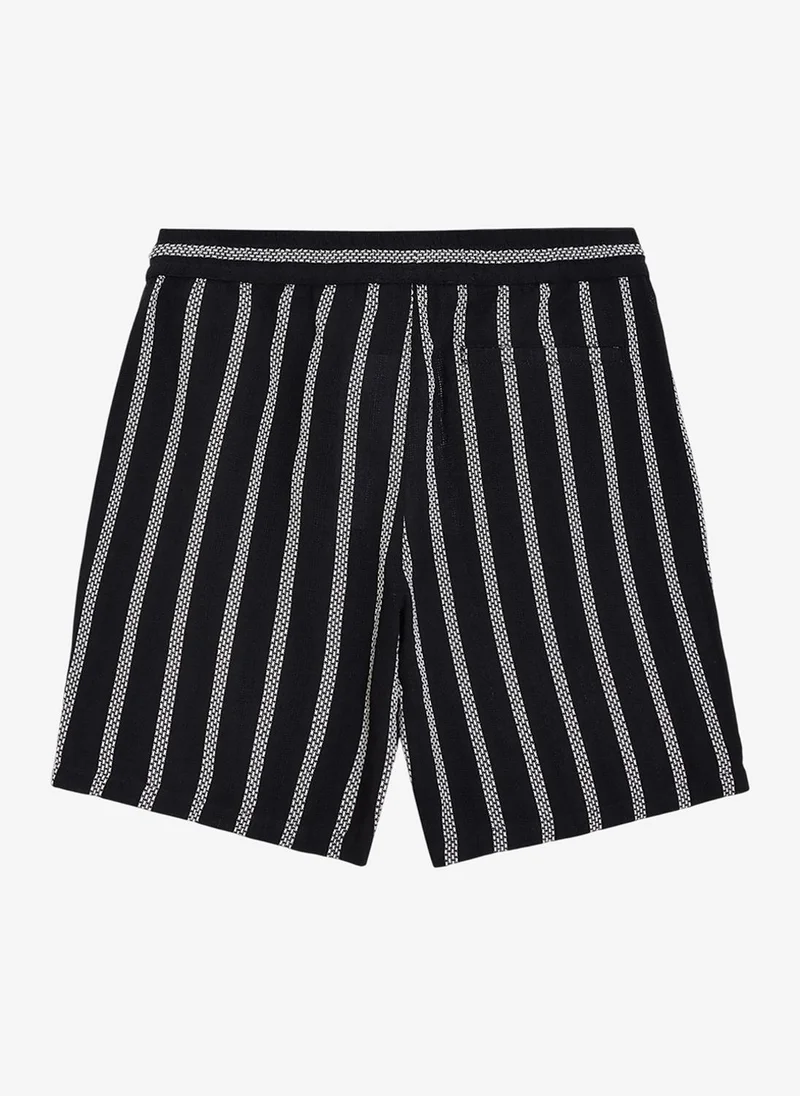 French Connection  Men's Black and White Striped Drawstring Shorts for Men | Best Price UAE