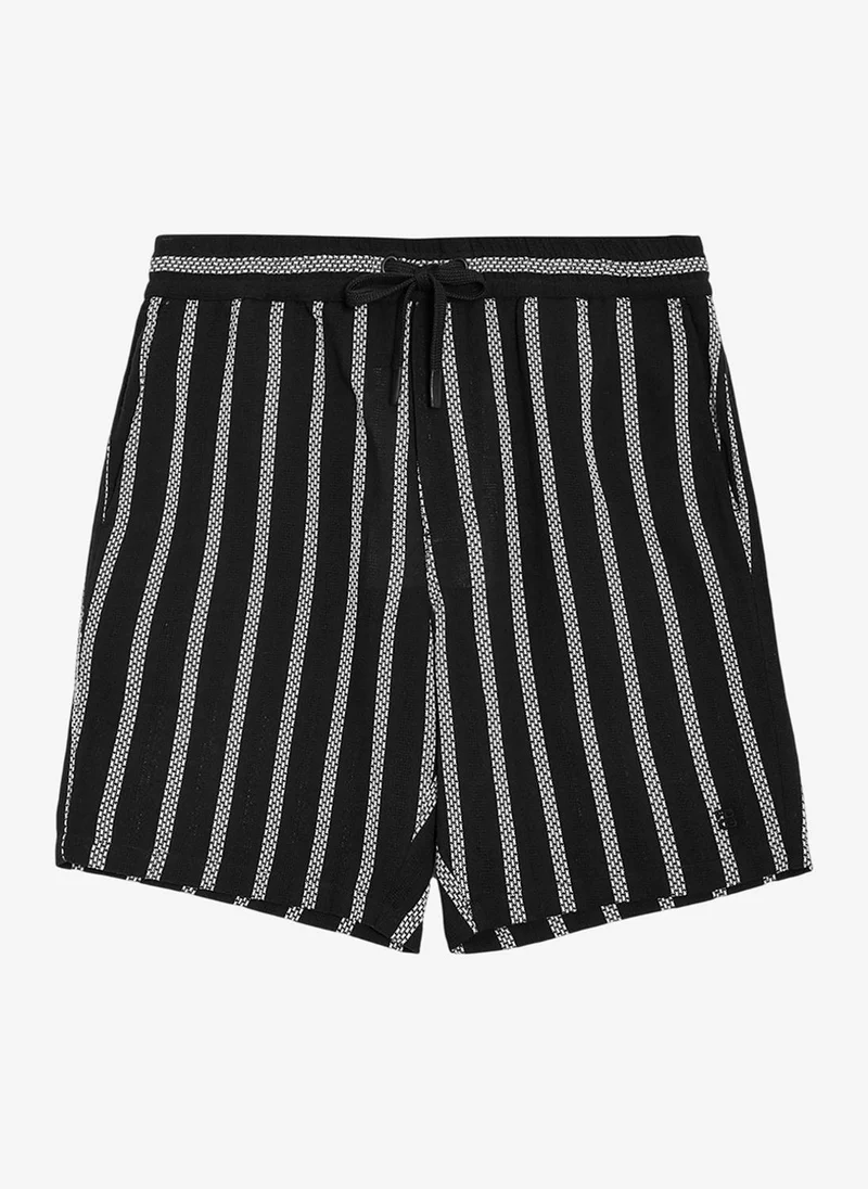 French Connection  Men's Black and White Striped Drawstring Shorts for Men | Best Price UAE