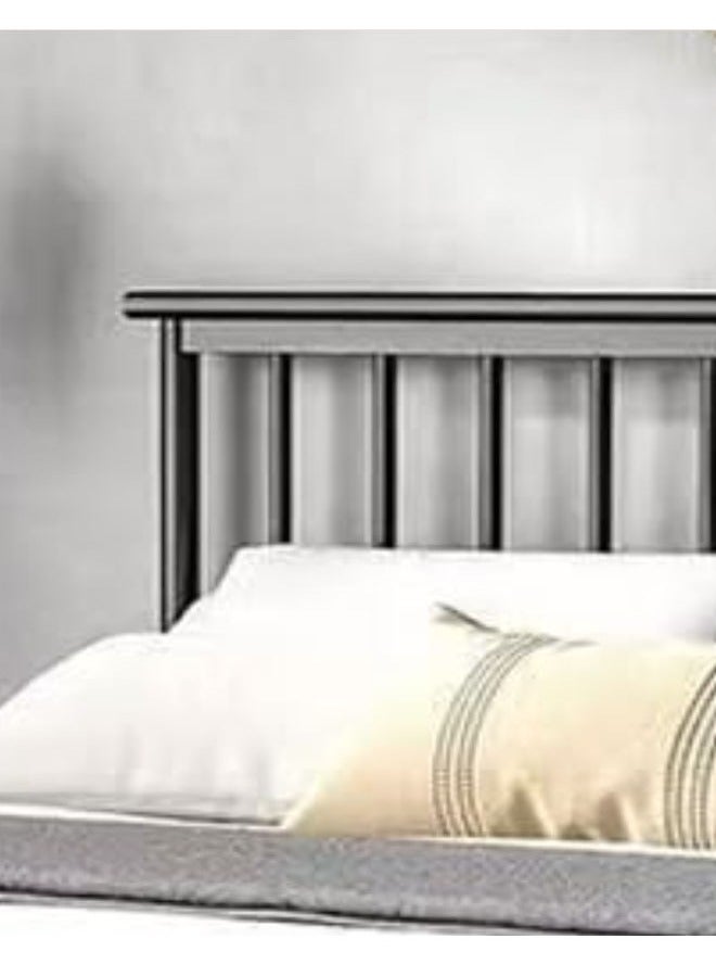 NKX Modern Thickened Carbon Steel Rib Frame Bed with Rectangle Hollow Headboard for Bedroom  - Image 1