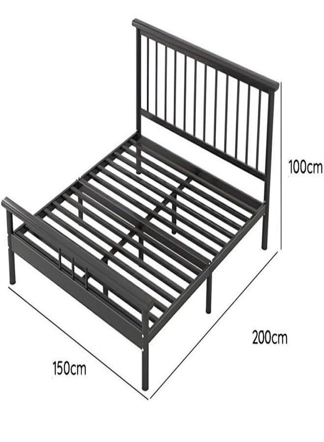NKX Modern Thickened Carbon Steel Rib Frame Bed with Rectangle Hollow Headboard for Bedroom  - Image 3
