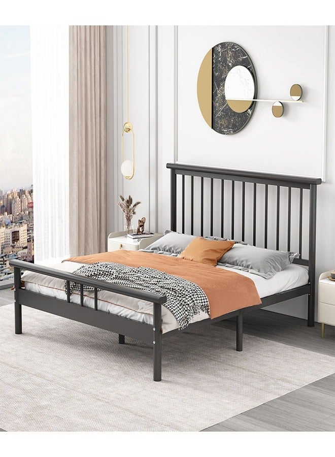 NKX Modern Thickened Carbon Steel Rib Frame Bed with Rectangle Hollow Headboard for Bedroom - Image 1
