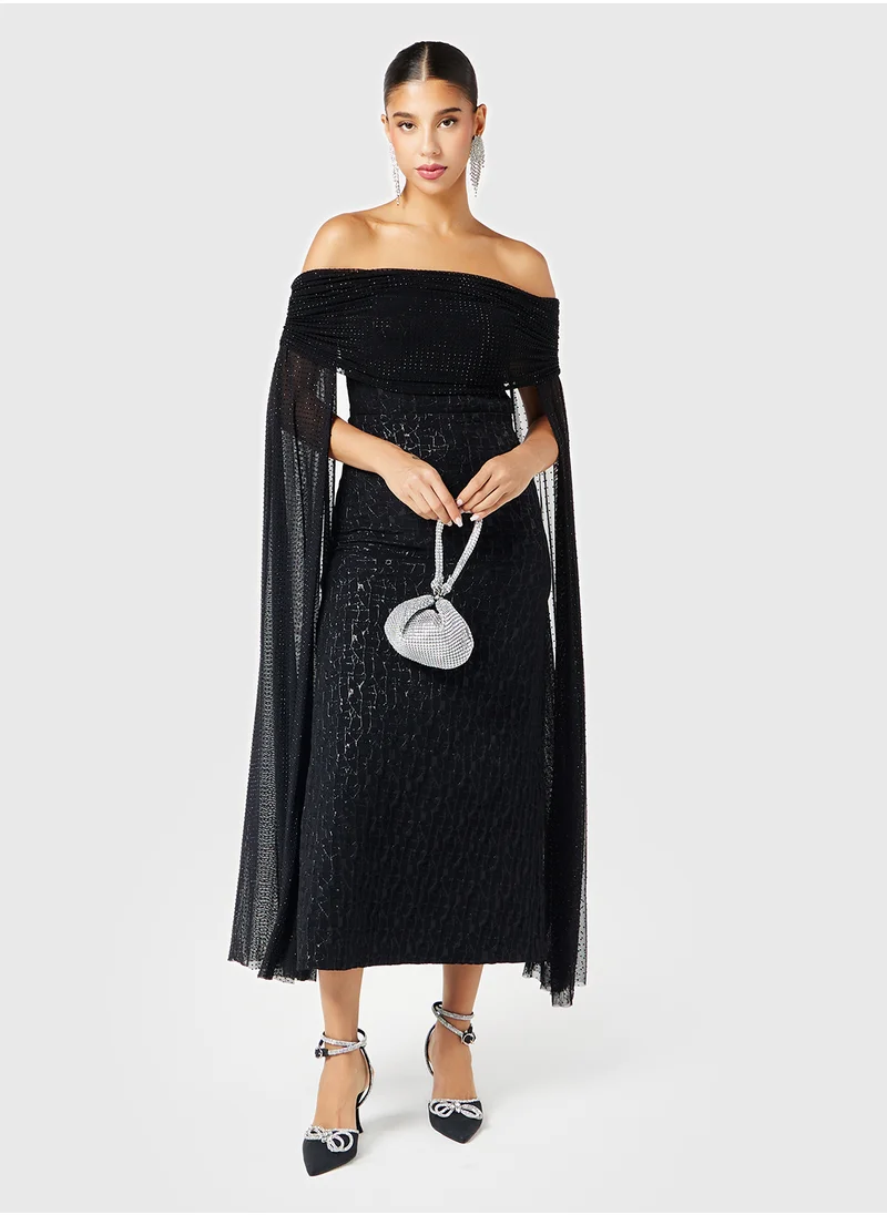 Threadz by Ajooni Bardot Midi Dress