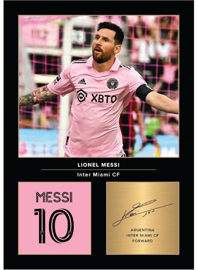 EMODA Icons Wall Art Lionel Messi Signed A4 Printed Photo Picture Display Gift For Miami and Argentina Fans Digitally Reproduced Signature Unframed - Image 1