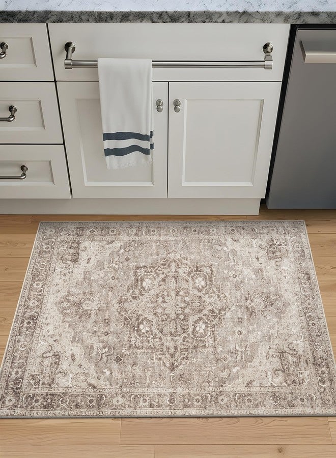 Bloom Rugs Washable Non-Slip 3' x 5' Rug - Beige/Gray Traditional Area Rug for Living Room, Bedroom, Dining Room, and Kitchen - Exact Size: 3' x 5' - Image 2