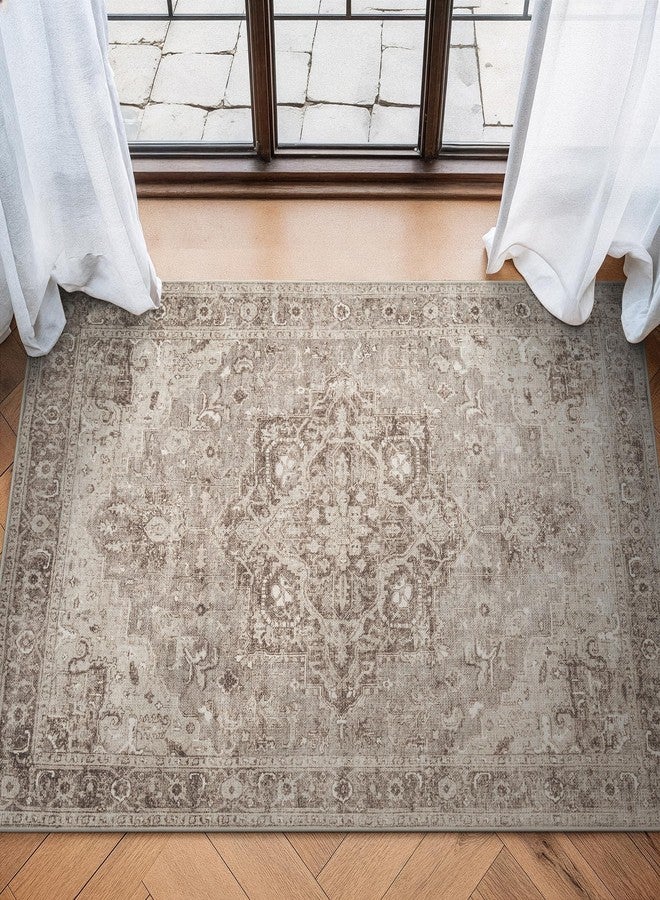 Bloom Rugs Washable Non-Slip 3' x 5' Rug - Beige/Gray Traditional Area Rug for Living Room, Bedroom, Dining Room, and Kitchen - Exact Size: 3' x 5' - Image 1