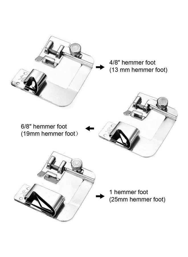 NIBEMINENT 3-Piece Adjustable Rolled Hem Snap-On Presser Wide Foot Set Silver - Image 2