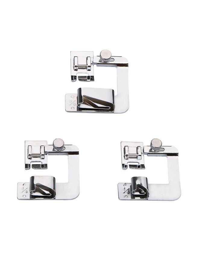 NIBEMINENT 3-Piece Adjustable Rolled Hem Snap-On Presser Wide Foot Set Silver - Image 1