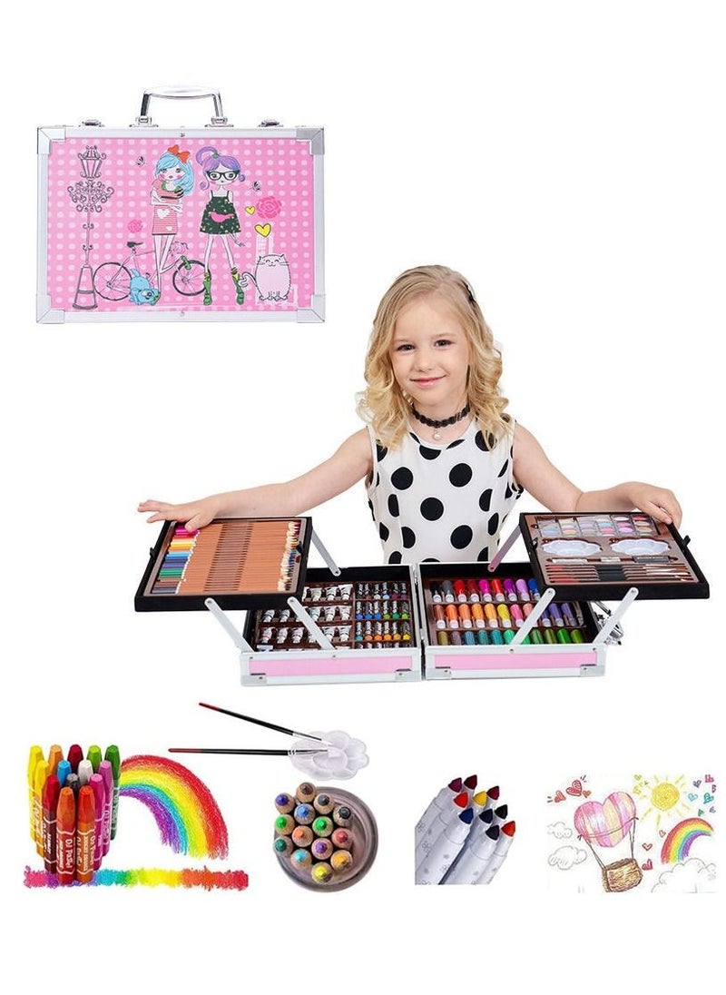 Swift Art Set 145pcs with Portable Box, Professional Artists Drawing Set for Kids, Teens and Adults Including Colored Pencils, Watercolor Paints, Oil Pastels  - Image 1