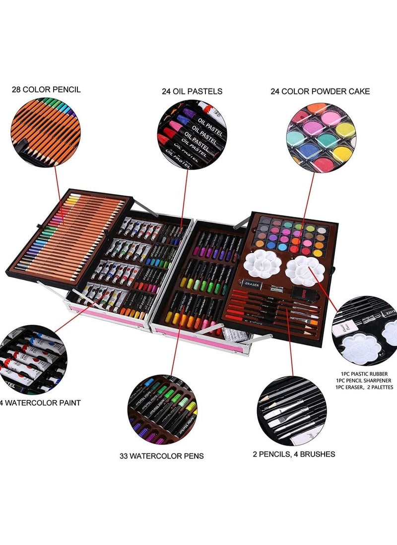 Swift Art Set 145pcs with Portable Box, Professional Artists Drawing Set for Kids, Teens and Adults Including Colored Pencils, Watercolor Paints, Oil Pastels  - Image 4