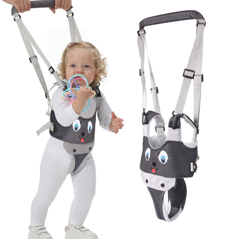 IULONEE Baby Walker, Handheld Kids Toddler Walking Harness Helper Assistant Protective Belt Child Activity Walker Adjustable Standing Up Walking Learning Helper for Toddler 7-24 Month (N-Grey) - Image 1
