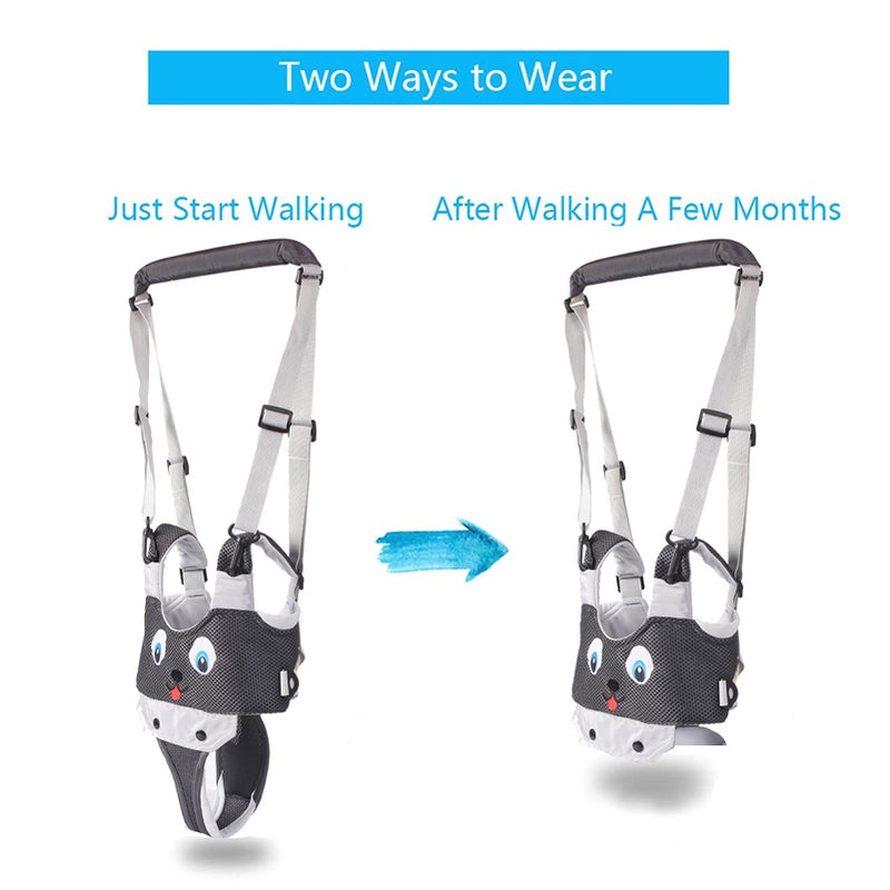 IULONEE Baby Walker, Handheld Kids Toddler Walking Harness Helper Assistant Protective Belt Child Activity Walker Adjustable Standing Up Walking Learning Helper for Toddler 7-24 Month (N-Grey) - Image 3