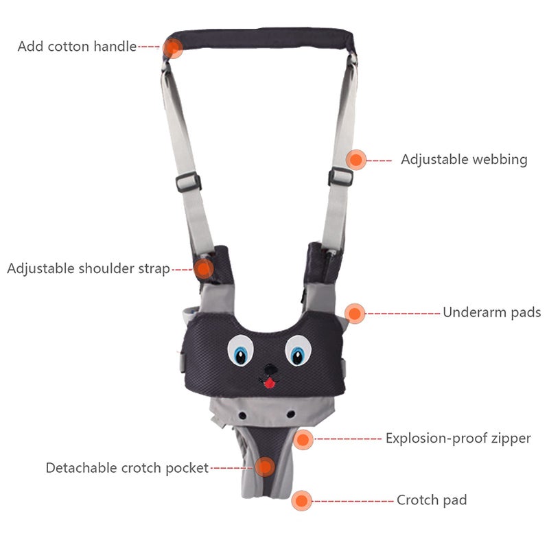 IULONEE Baby Walker, Handheld Kids Toddler Walking Harness Helper Assistant Protective Belt Child Activity Walker Adjustable Standing Up Walking Learning Helper for Toddler 7-24 Month (N-Grey) - Image 4