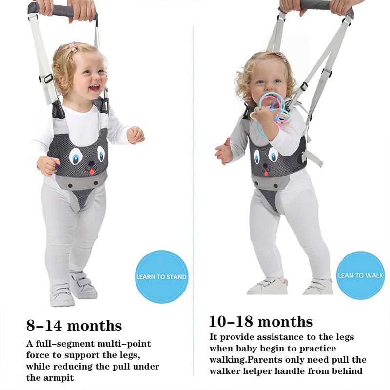 IULONEE Baby Walker, Handheld Kids Toddler Walking Harness Helper Assistant Protective Belt Child Activity Walker Adjustable Standing Up Walking Learning Helper for Toddler 7-24 Month (N-Grey) - Image 2