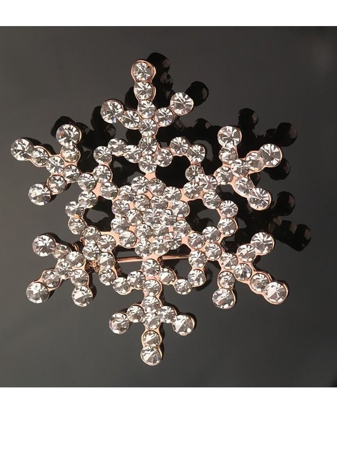 Distinctive and elegant unisex pin brooch with ice crystal design encrusted with sparkling crystals