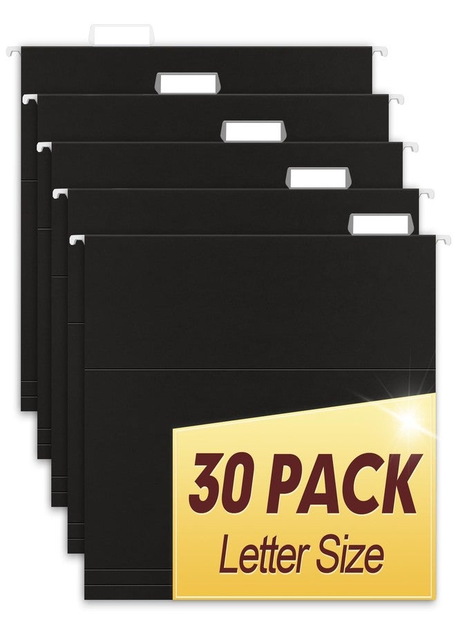 HERKKA Hanging File Folders, 30 Pack Reinforced Letter Size Hanging Folders, Designed for Bulky Files, Filing Cabinet, 1/5-Cut Adjustable Tabs (Black) - Image 1