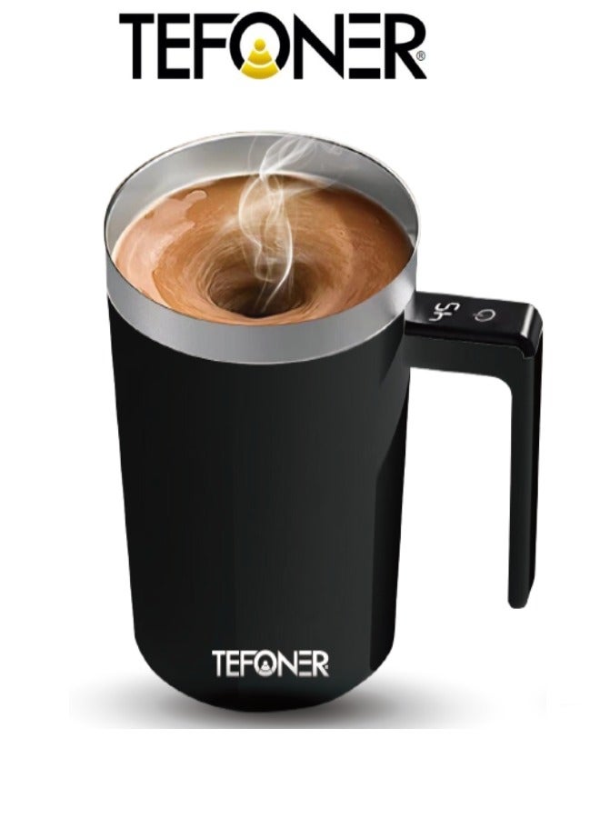 تيفونر مق قهوه بتحريك ذاتي. كوب حراري بسعة 500 ملي. كوب قهوة حافظة للحرارة بخلط الكهربائي وبشاشة عرض. كوب حافظ للحراره انيق وسهل الاستخدام. - Image 1