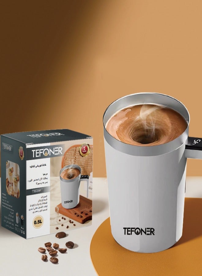 تيفونر مق قهوه بتحريك ذاتي. كوب حراري بسعة 500 ملي. كوب قهوة حافظة للحرارة بخلط الكهربائي وبشاشة عرض. كوب حافظ للحراره انيق وسهل الاستخدام. - Image 2