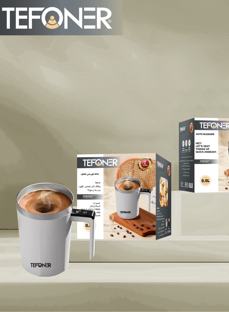 تيفونر مق قهوه بتحريك ذاتي. كوب حراري بسعة 500 ملي. كوب قهوة حافظة للحرارة بخلط الكهربائي وبشاشة عرض. كوب حافظ للحراره انيق وسهل الاستخدام. - Image 4