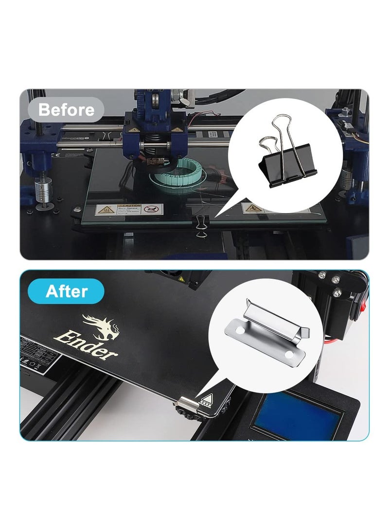 Zikra 8 Pcs Ender 3 Glass Bed Clips Clamp 3D Printer 7mm Stainless Steel Silver Bed Clips Clamp for Ender 3 Series Ender 5 Series CR-10 Series Heated Bed Platform - Image 2