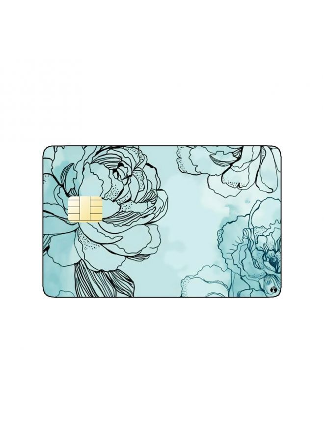 RKN PRINTED BANK CARD STICKER Aesthetic Blue Flowers Drawing - Image 1