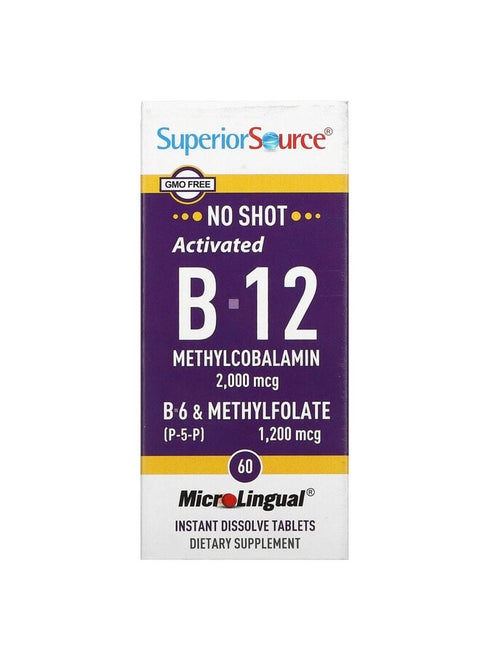 Activated B-12, Methylcobalamin, B-6 (P-5-P) & Methylfolate, 60 MicroLingual Instant Dissolve Tablets