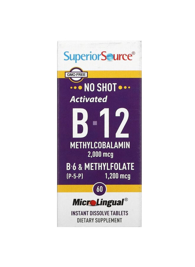 Superior Source Activated B-12, Methylcobalamin, B-6 (P-5-P) & Methylfolate, 60 MicroLingual Instant Dissolve Tablets  - Image 1