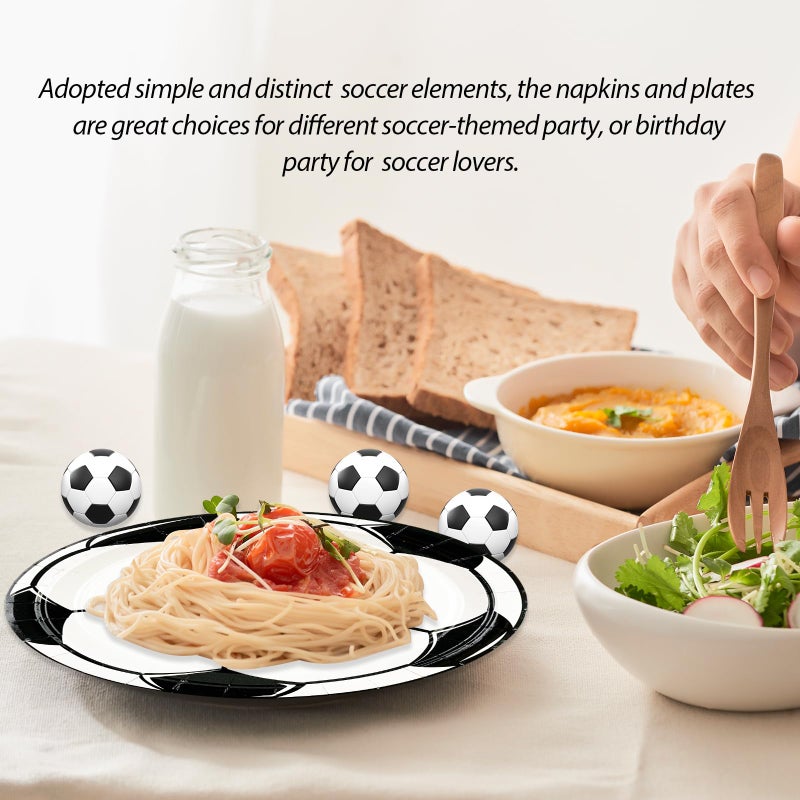 Hfbobp 50Pcs Soccer Plates And Napkins Party Decorations  7Inch Disposable Soccer Themed Birthday Paper Plates And Napkins Tableware Set Sports Party Supplies For Birthday Baby Shower Game Favors - Image 5