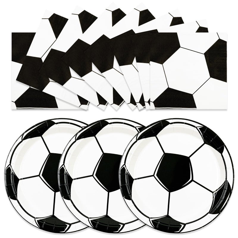 Hfbobp 50Pcs Soccer Plates And Napkins Party Decorations  7Inch Disposable Soccer Themed Birthday Paper Plates And Napkins Tableware Set Sports Party Supplies For Birthday Baby Shower Game Favors - Image 1