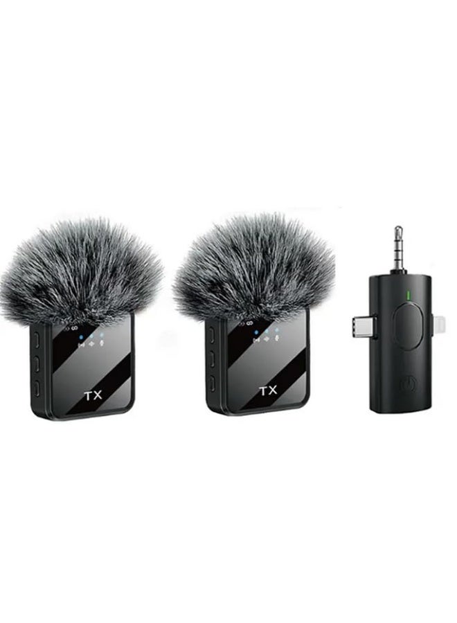 F11-2 Wireless Tie Mic with Two Microphones Compatible Android/iOS Plug-Play Mini Micro Wireless Noise Reduction for Live , Youtubersand & Record Videos - Image 5