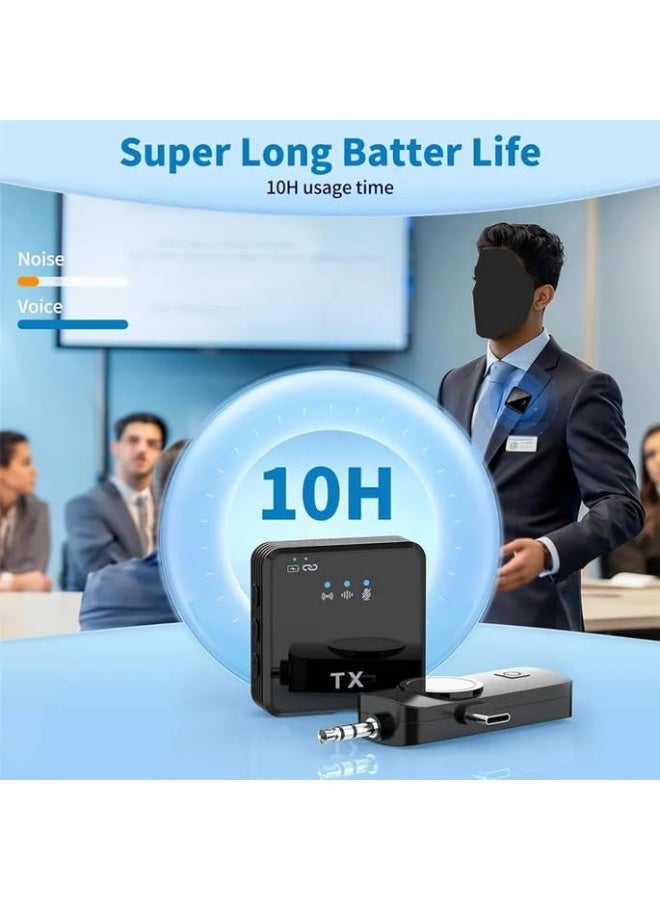 F11-2 Wireless Tie Mic with Two Microphones Compatible Android/iOS Plug-Play Mini Micro Wireless Noise Reduction for Live , Youtubersand & Record Videos - Image 2