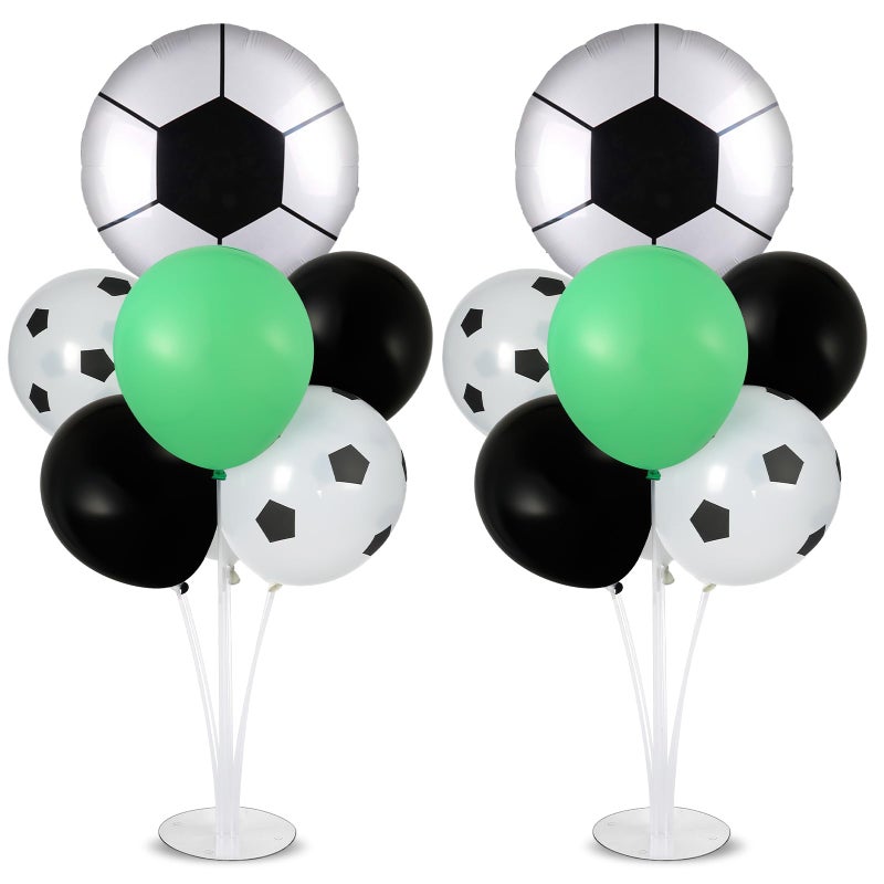 Naozinebi Soccer party Balloons Stand Kit 2 Sets with 2 Soccer Foil Balloons Green White Black Themed Centerpiece for Tables for Men Boys Football Game Sports Birthday Party Decorations - Image 3