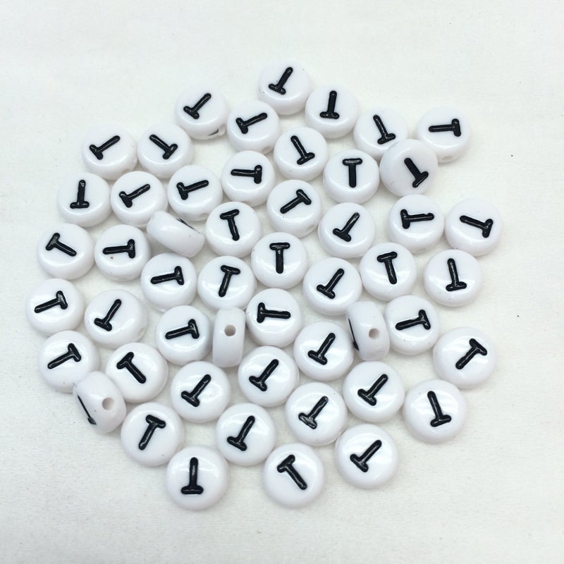 PEPPERLONELY 100 PC Flat Round White Acrylic Spacer Alphabet TBeads 7x4mm14x316 Inch