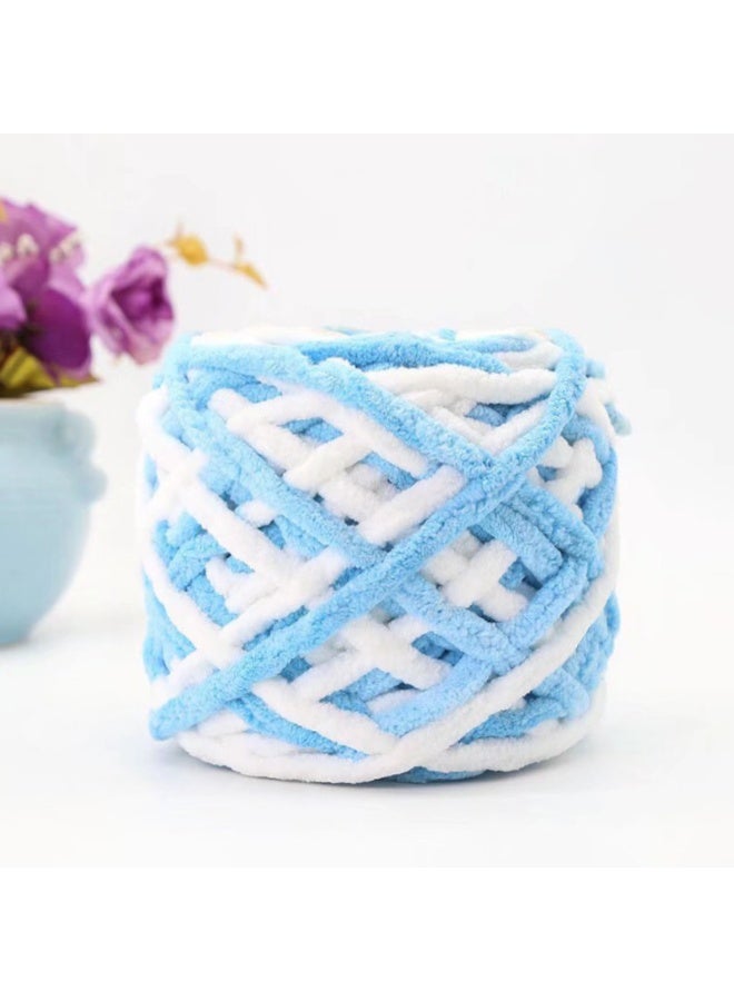 MileMelo 2-Piece Mixed Color Knitting Wool Yarn, Knitting Yarn Coarse Yarn for Crochet, Soft Chunky Yarn for Projects Making Plush Balls Handmade Bags Sweaters Shoes Hats Blankets Scarves （Blue-White） - Image 3