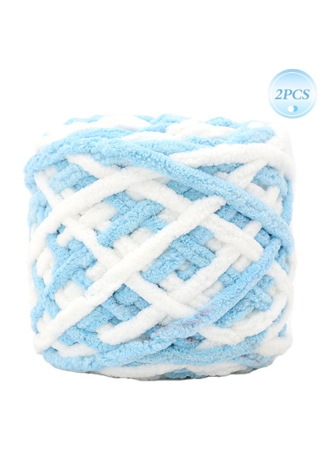 MileMelo 2-Piece Mixed Color Knitting Wool Yarn, Knitting Yarn Coarse Yarn for Crochet, Soft Chunky Yarn for Projects Making Plush Balls Handmade Bags Sweaters Shoes Hats Blankets Scarves （Blue-White） - Image 1
